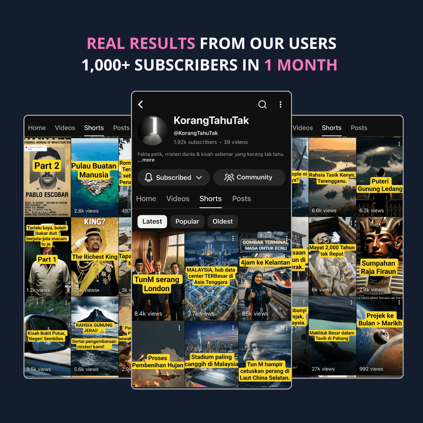 Real results — 1,000+ subscribers in 1 month